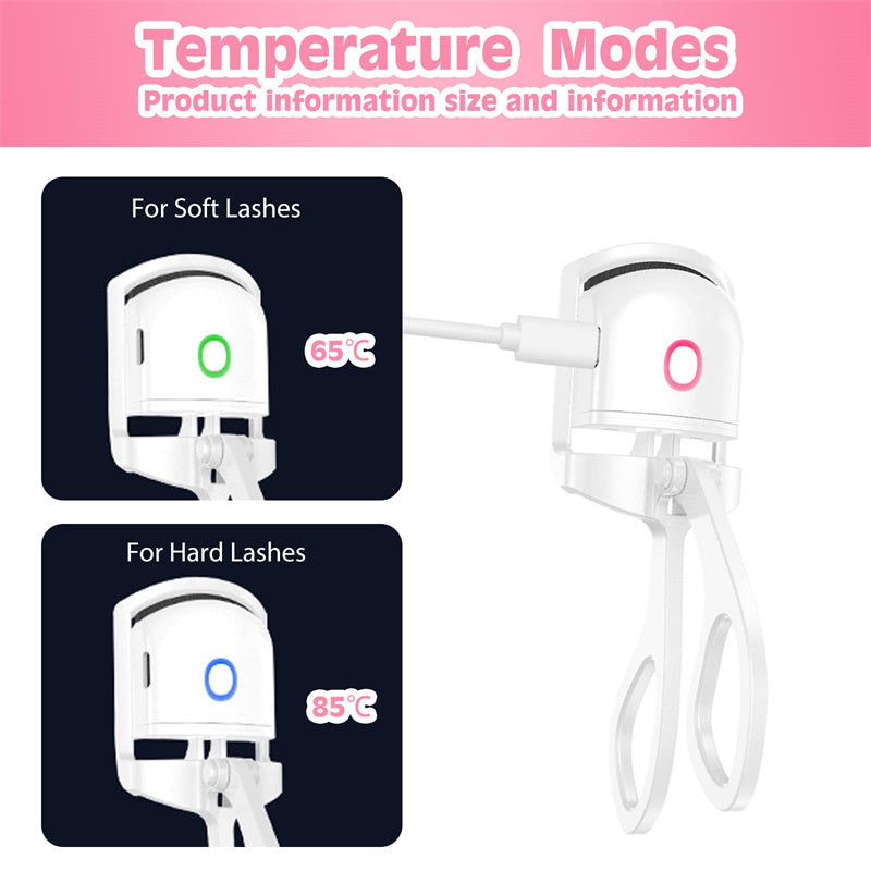 Heated Eyelash Curler - USB Rechargeable Electric Lash Curler with Temperature Control
