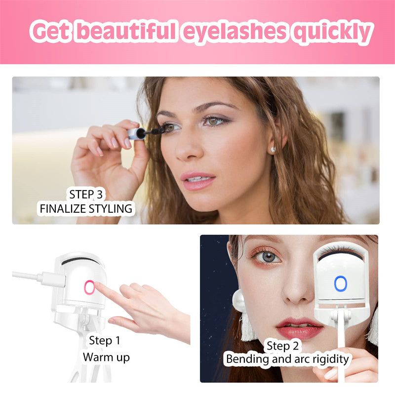 Heated Eyelash Curler - USB Rechargeable Electric Lash Curler with Temperature Control
